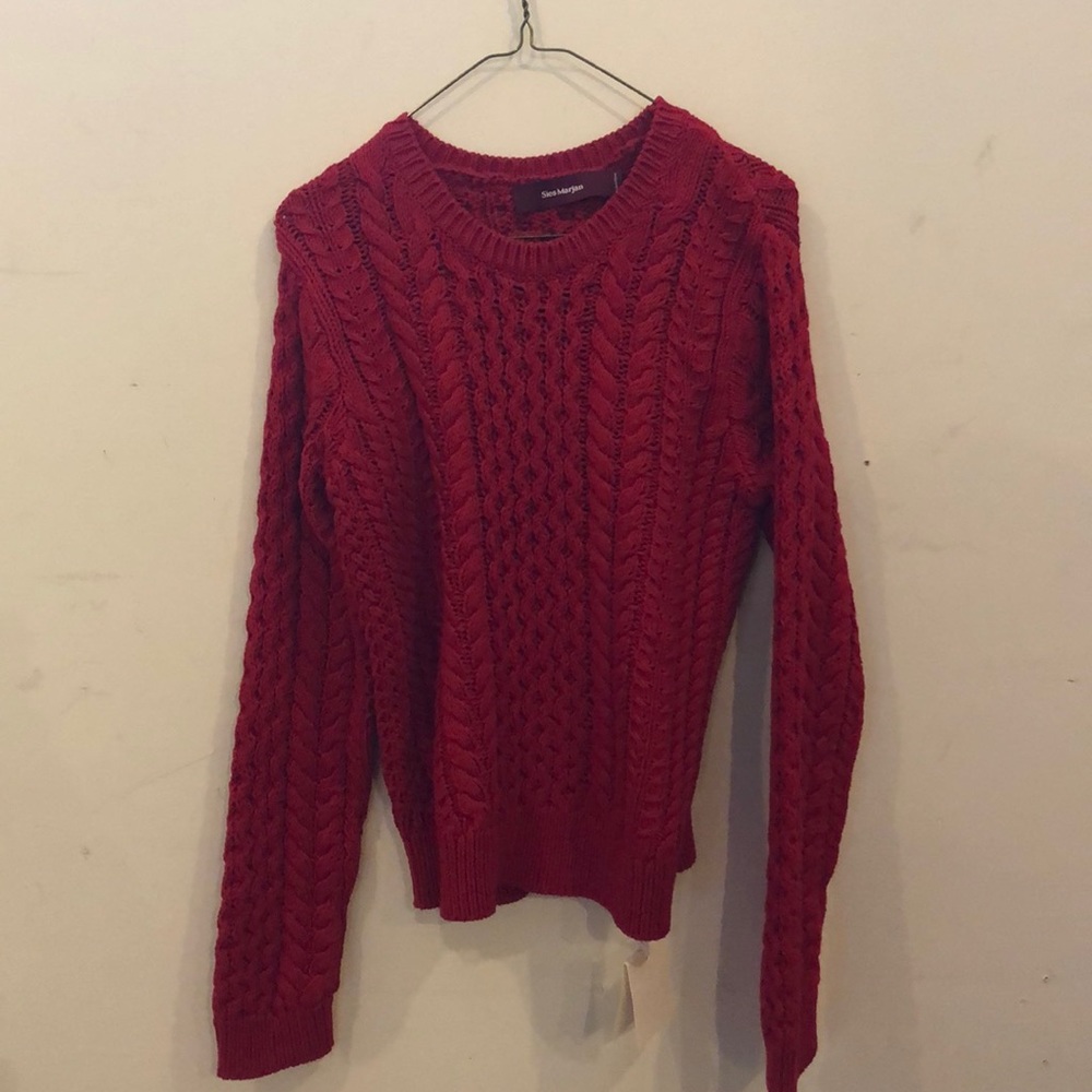 Sies Marjan cotton red cable knit sweater.